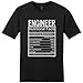 Engineer Gift Nutritional Facts Gag Gifts Funny Young Mens T-Shirt