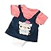 MagiDeal Pink T-shirt Shoulder Strap Dress Hat Outfit for 17inch Zapf Baby Born Dolls
