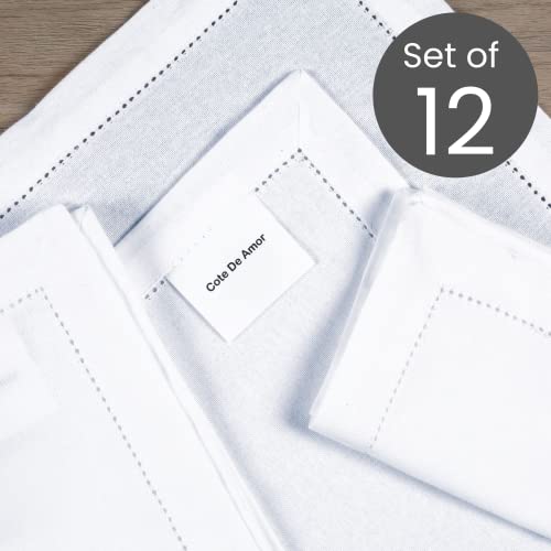 Linen Hub Set of 12 Cloth Dinner Napkins Hemstitch 100 Cotton 18x18