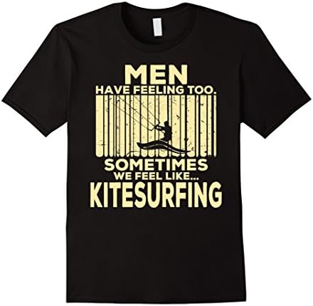 Mens Kitesurfing T-Shirt Vintage Style Kitesurfing Tee Shirt Gift Large Black