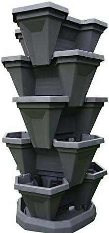 Large Luxury Christmas Planters, Decorate Planter as XMAS Tree With Small Trees, Plants, and Presents, Internal 5-day Self-Watering (Slate Grey)