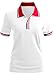 CLOVERY Women's Casual 2-Button Short Sleeve Polo Shirts White Medium