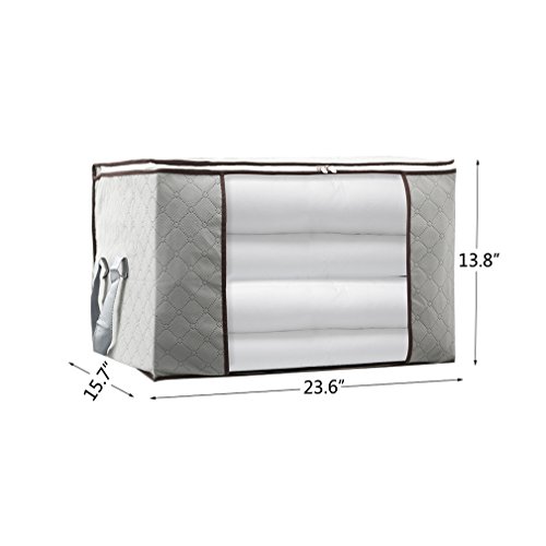 Tofun Clothes,Blanket Storage Bag,Large Capacity Household Home Organizers with Transparent Window for Comforters,Bedding,Duvets,Quilts,Pillows,Sweaters,Create Extra Storage Space,Gray