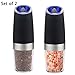 Gravity Electric Salt and Pepper Grinder Set of 2,Battery Powered Pepper Mill and Salt Mill, Adjustable Grind Coarseness with Blue LED Light, Automatic Salt and Pepper Shakers,by Kaleep