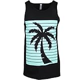 Mens Black Palm Tree Shadow Tank Top Shirt L