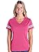 LAT Apparel Ladies Football Jersey V-Neck Tee [X Large] Hot Pink / White Short SleeveT-Shirt