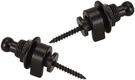 Foxpic Set of 2 Straplocks - Metal Guitar Strap Locks Button Security Straplocks Quick Release - Suitable for Electric, Acoustic &amp; Bass guitars ( Black )