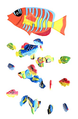 OMA Fish Wind Chime Wooden Hand Painted Fish Mobile Tropical Fish Nautical Decor Brand (Large)