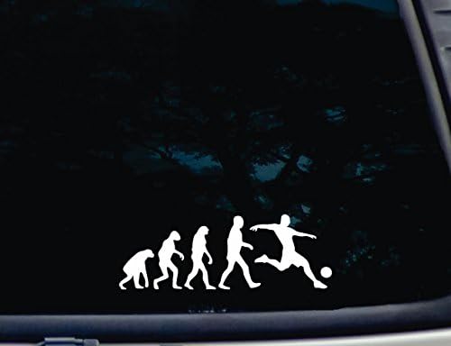 The Evolution of Soccer - 8" x 2 7/8"" die Cut Vinyl Decal for Windows, Cars, Trucks, Tool Boxes, laptops, MacBook - virtually Any Hard, Smooth Surface