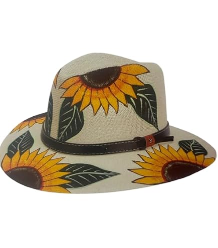 Artisanal Embroidered Straw Fedora Hat Vibrant Floral Boho Med. Coastal Cowgirl Woven Raffia Straw Cowboy Hat with Flower Embroidery - Scala  main image 2