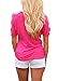 HOTAPEI Summer Shirts for Women Casual Loose Cut Out Shoulder Tops and Blouses Hot Pink Large Medium