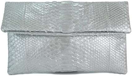 Genuine Python Leather Classic Foldover Clutch Bag