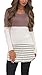 Summer Mae Women's Long Sleeve Striped Shirt Back Lace Blouse Tunic