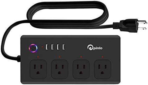 Smart Power Strip, Wi-Fi Power Bar 4 Individually Controlled Outlets 4 Fast USB Chargers with 5 Feet Cord Surge Protector Compatible with Amazon Alexa Google Home App Appliances Timer- Black