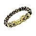 Pi Xiu Bracelet,Haluoo Lucky Black Natural Stone Beaded Bracelet With Gold Pi Xiu/Pi Yao Charms Attach Wealth And Good Luck Healing Color Changing Brave Troops Bracelet For Men (Multicolor)thumb 3