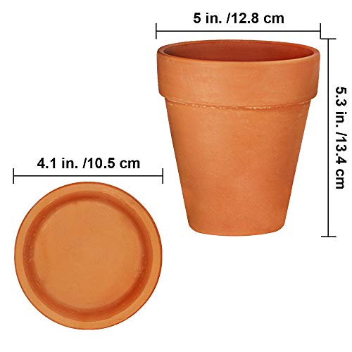 Terra Cotta Pots with Saucer 6Pack Large Terracotta Pot Clay Pots 5
