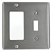 Leviton 2-Gang 1-Toggle, Decora/GFCI Device Combination Wallplate, Device Mount, S126, Stainless Steel