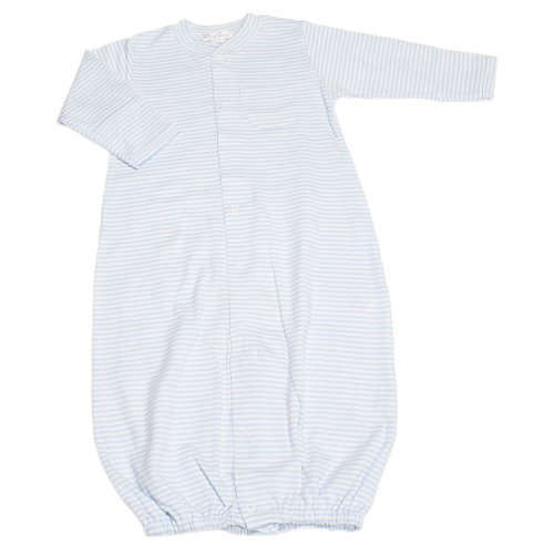 Kissy Kissy Baby Stripes Convertible Gown-White With Blue-Small