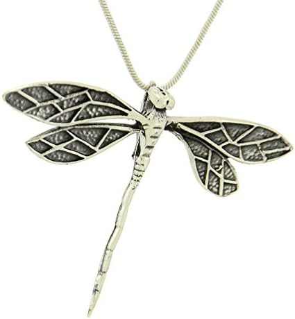 925 Sterling Silver Dragonfly Pendant Necklace 20 Inches Chain