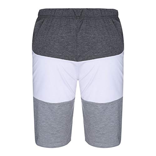 Striped Patchwork Jogging Sets for Men,Short Sleeve Tops+Drawsting Short Pants Sports Suit Tracksuit Sweat Suits by Leegor Dark Gray