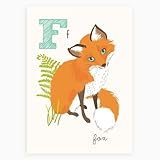 Sea Urchin Studio ABC Wall Art for Kids, F/Fox