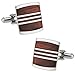 Cuff-Daddy Reclaimed Recycled Wood Cufflinks with Presentation Gift Box Handcrafted Wooden Three Striped Square Cuff Links Mens Business Anniversary Storage Travel Cufflinks Gift Box for Men