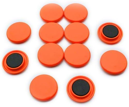 Large Orange Planning Office Magnets for Fridge Whiteboard, Noticeboard, Filing Cabinet - 40mm dia x 8mm high - Pack of 12