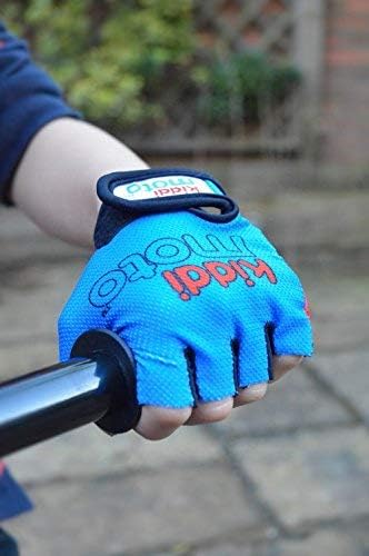 Kiddimoto Blue Anti Slip Kids Bike Gloves For Kids Boys & Girls Best Toddler Bike Gloves Ages 2-8 Fingerless Cycling Gloves for Youth Sports Like Mtb Bmx Dirt Biking - Image 4