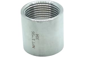 CDQBWKJGFJ 2 Pcs 304 Stainless Steel Cast Pipe Coupling Fitting, Female Coupler Adapter Polished, 1" x 1" NPT Female Thread (