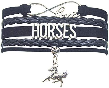 HHHbeauty Horse Bracelet Leather Infinity Girls Horse Charm Bracelet Friendship Gift for Women, Grils, Men, Boys, Horse Lovers, Horse Themed Gifts