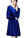 K&S Women's Gold Velvet Long Sleeve Flare Loose Short Dress (S, Blue)