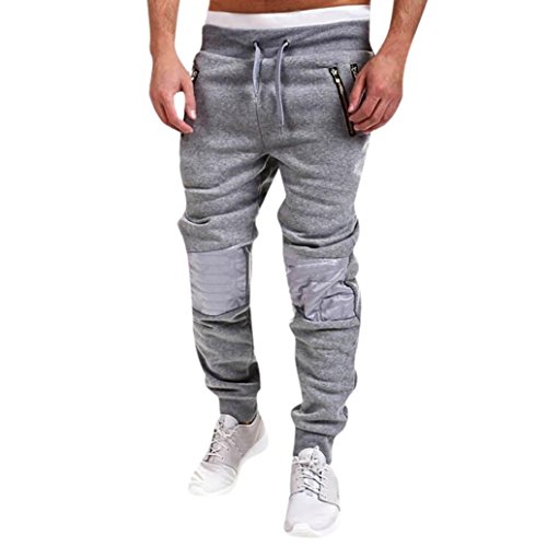 Usstore  Pants for Men's Zipper Pocket Ankle Full Trouser Casual Mid Sweatpants