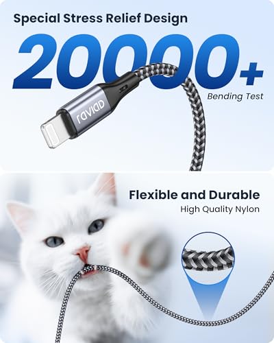 RAVIAD USB C Lightning Cable 1 M, MFi-Certified, iPhone Charging Cable, Power Delivery, Nylon Type C Charging Cable for iPhone 14/13/13 Pro/13 Pro Max/13 Mini/12/12 Pro Max/12 Mini/11 Pro/X/XS/XR/8/SE