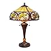 Serena D'italia Sunrise Tiffany Style Table Lamps, Mosaic Stained Glass Lamp, Antique, Victorian, Vintage Styling, Double Pull Chain (Yellow, Green, Red)