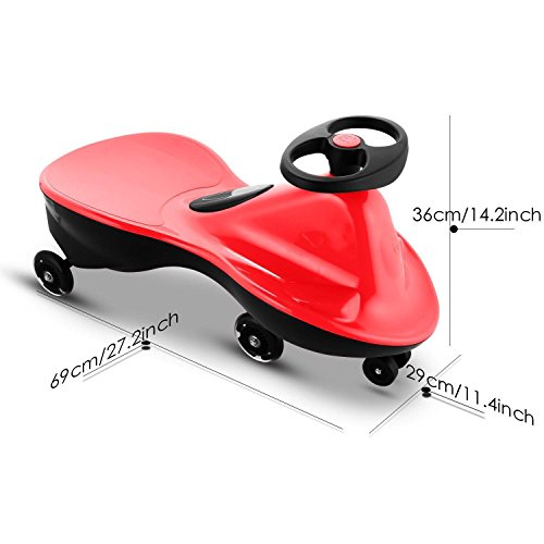 Meflying Ride on Toys Happy Vehicle Wiggle Cars-PlasmaCar, Ride on Wiggle Car for Boys and Girls, 3 Year Old And Up with Random Leash (US STOCK) (Red) - Thumbnail 2