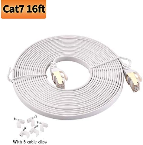 Viodo Cat 7 Ethernet Cable,Flat Internet LAN Cable Cords, Cat7 Shielded (STP) Computer Internet Cable with Clips, Rj45 High Speed Network Cable Faster Than Cat6/Cat5e/Cat5