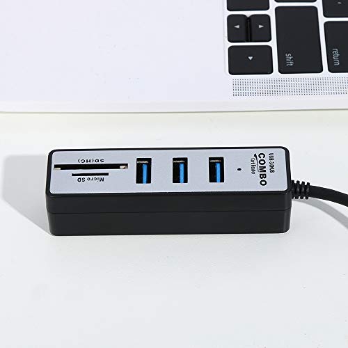 Sonmer Multi Port High Speed USB 3.0 Splitter Combo Hub, With SD/TF Card Reader Port (Black, USB)