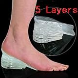 5 Layers Taller Insole Silicone Gel Inserts Lift Shoe Pads Height Increase