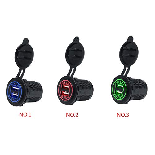 Tralntion Dual USB Car Charger 5V 2.1A/2.1A Motorcycle Vehicle Auto Car Power Adapter LED DC12V-24V
