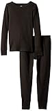 Fruit of the Loom Little Girls' Waffle Thermal Underwear 2-Piece Set, Intradeco Black, 4/5