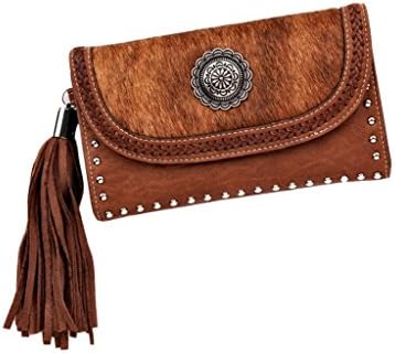 Blazin RoxxWomen's Ella Faux Calf Hair Flap Wallet Brown One Size