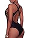 Holipick Women Black Sexy One Piece Swimsuit One Shoulder Bathing Suit Lace Up Swimwear XL