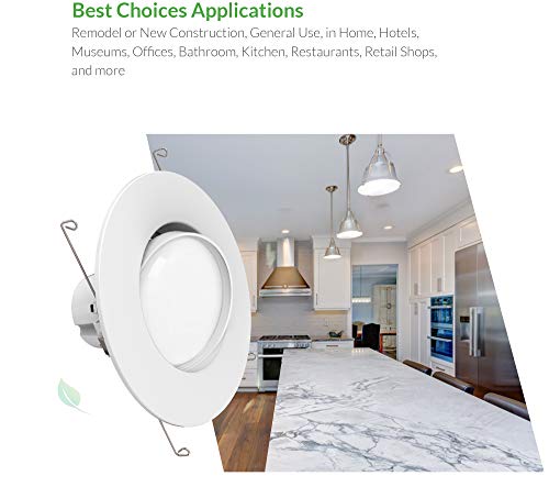 Sunco Lighting 5 Inch/6 Inch Gimbal LED Downlight, 12W=60W, 2700K Soft White, 800 LM, Dimmable, Adjustable Recessed Ceiling Fixture, Simple Retrofit Installation - Thumbnail 5
