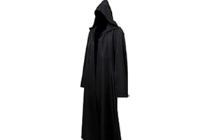 KASIYLUX Joyshop Mens Halloween Witch Cosplay Robe Costume Adult Hooded Cloak Cape,Black,4XLarge