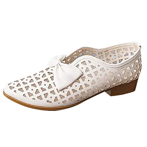 Hollow Out Ankle Boots Women Flat Wedges Low-Heeled Comfortable Sandals Casual Shoes (US:9.5-10.0, White)