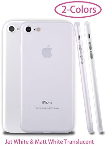 Phone case for iPhone 7,Zarya [2 pack] [0.35mm] Ultra Thin Slim Perfect Match Hard Protect Case Back Cover [Translucent] [Jet White] for iPhone 7 (Matt White Translucent &amp; Jet White)