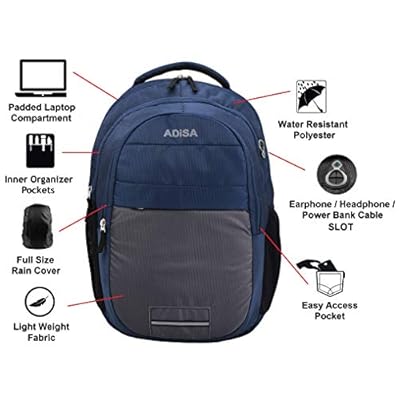 ADISA 31 litres Blue Laptop Backpack with rain Cover - School Bag College Travel