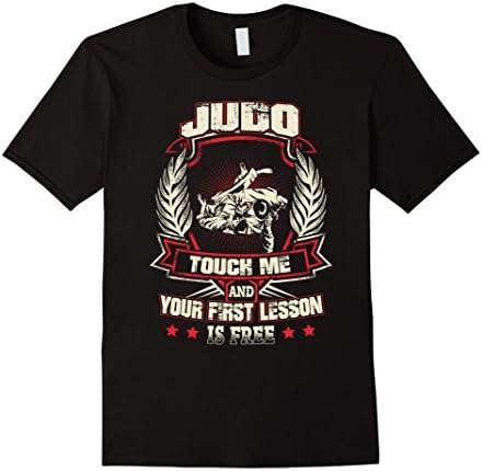 Mens Judo T-Shirt - Touch Me and Your First Lesson is Free Medium Black
