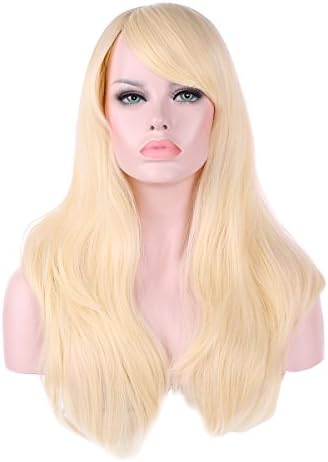 taiting Wigs 28 Inch Wavy Curly Cospaly Wigs For Women With Wig Cap and Comb (Blonde)
