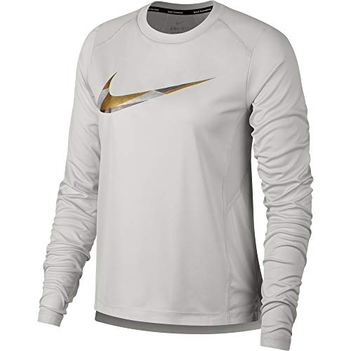 Nike Women's Miler Metallic Long-Sleeve Running Top VAST Grey/Atmosphere Grey M